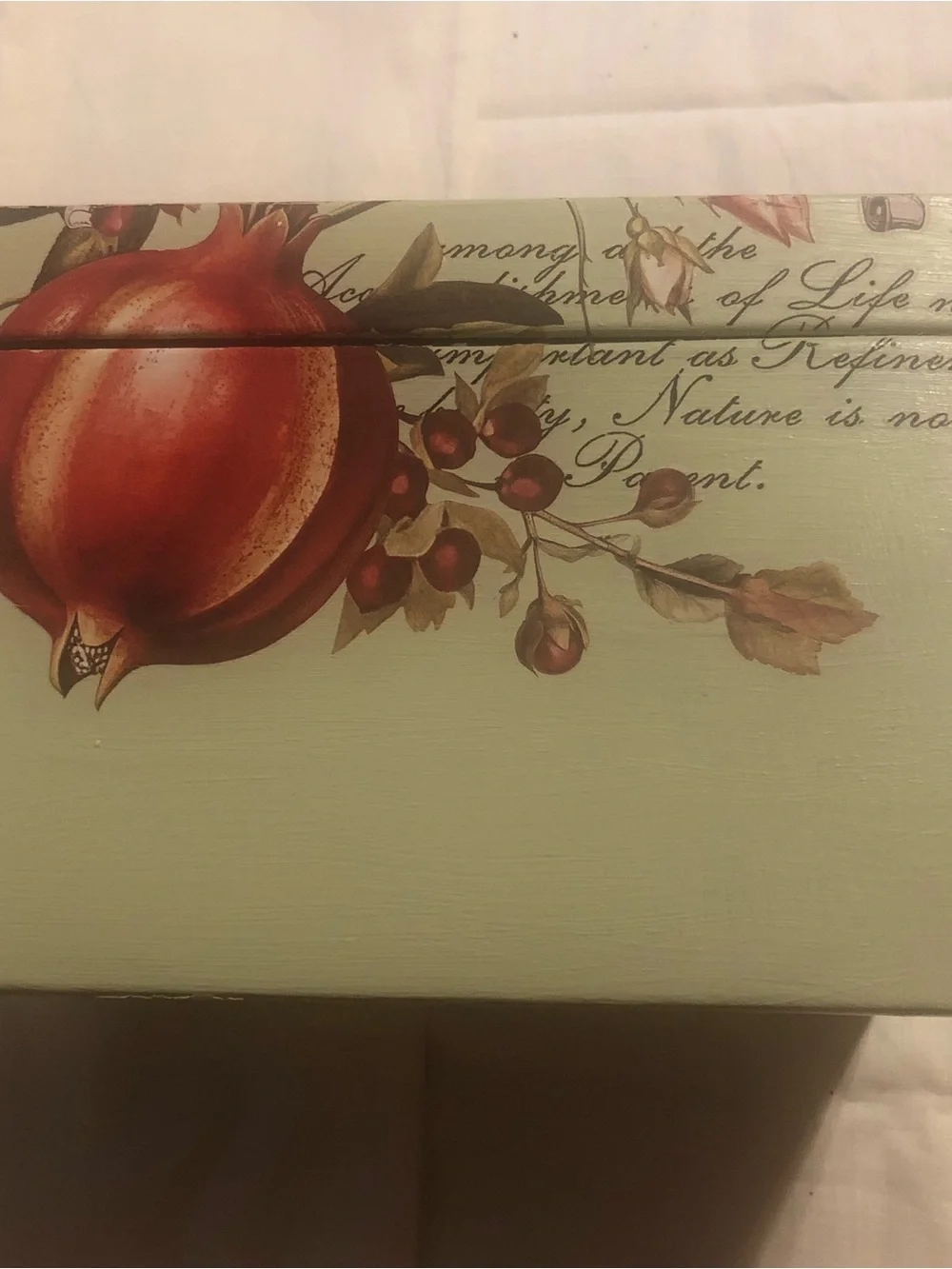 Decorative Peach Floral Recipe Box - Green and Red